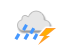 Cubierto, chubascos y probable tormenta eléctrica con viento entre 25 y 40 km/h Cubierto, chubascos y probable tormenta eléctrica con viento entre 25 y 40 km/h