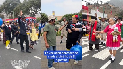   Adultos mayores enternecen al desfilar disfrazados como los personajes del 