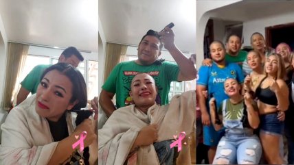   Familia completa se rapó para apoyar a joven con cáncer: 