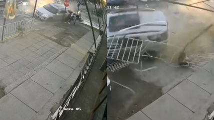   Ladrones seguidos por Carabineros chocaron y dañaron fachada de local 