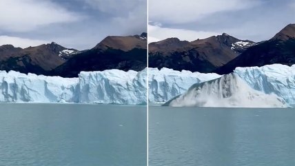   Iceberg emergiendo sorprende a turistas en Puerto Natales 