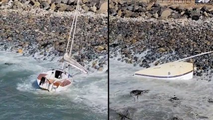   Bote fue destruido por las marejadas en el Muelle Barón de Valparaíso 